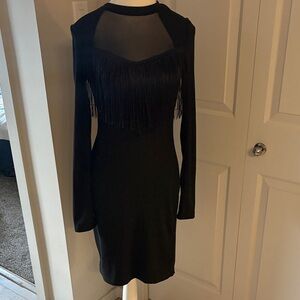Elegant Black Fringe Dress new medium
